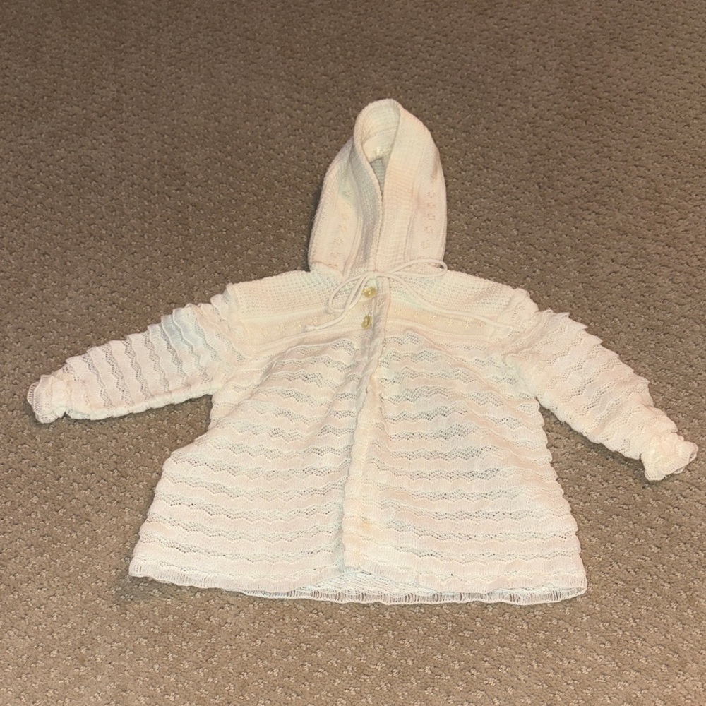 Glynne Percy Vintage Cream Hooded Baby Sweater Jacket